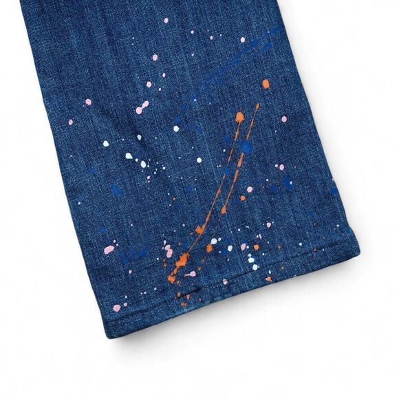 7 For All Mankind Paint Splatter Medium Wash Bootcut Jeans Women's 26 - Picture 12 of 13